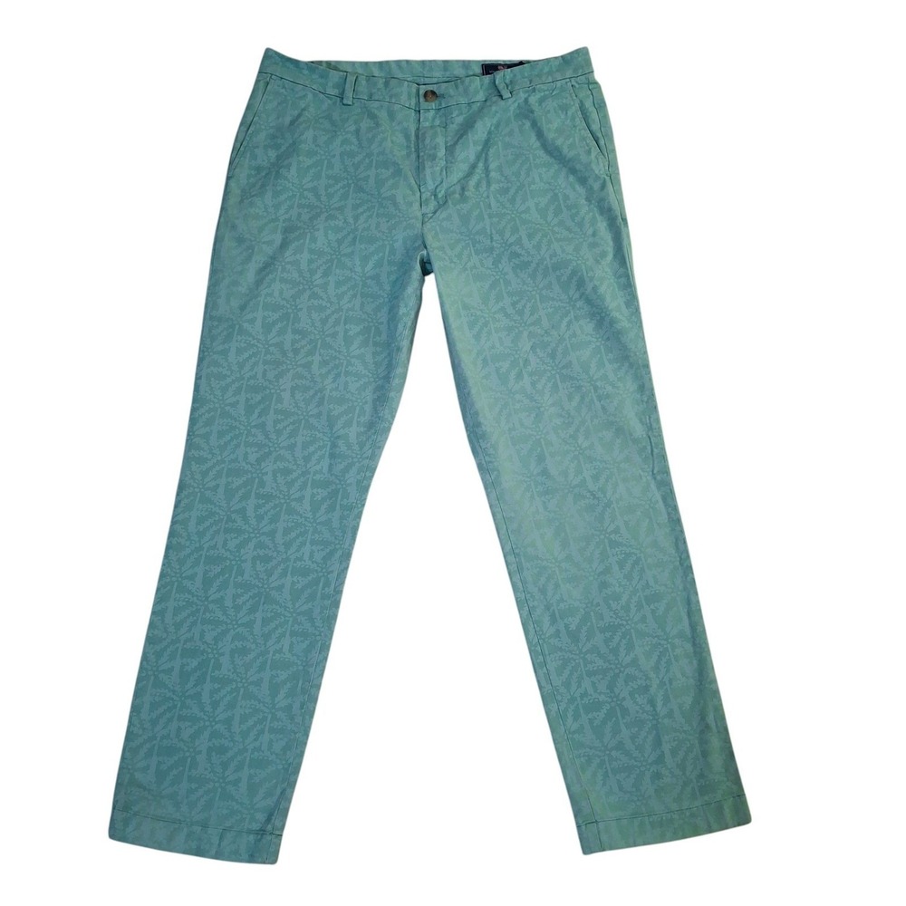 Vineyard Vines Breaker Pant Mens 38x32* Seafoam Green Tropical Chino Trousers